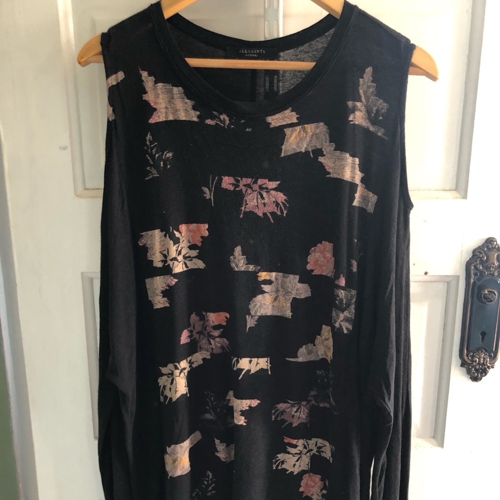 Allsaints cold shoulder long sleeve top